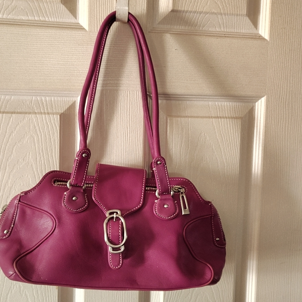 Cole Haan Wine Satchel with Silver Accents